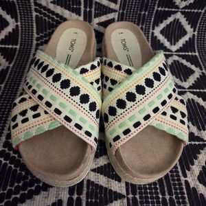 Toms Paloma Womens Platform Sandals Slides Espadrilles SZ 5 NWD
